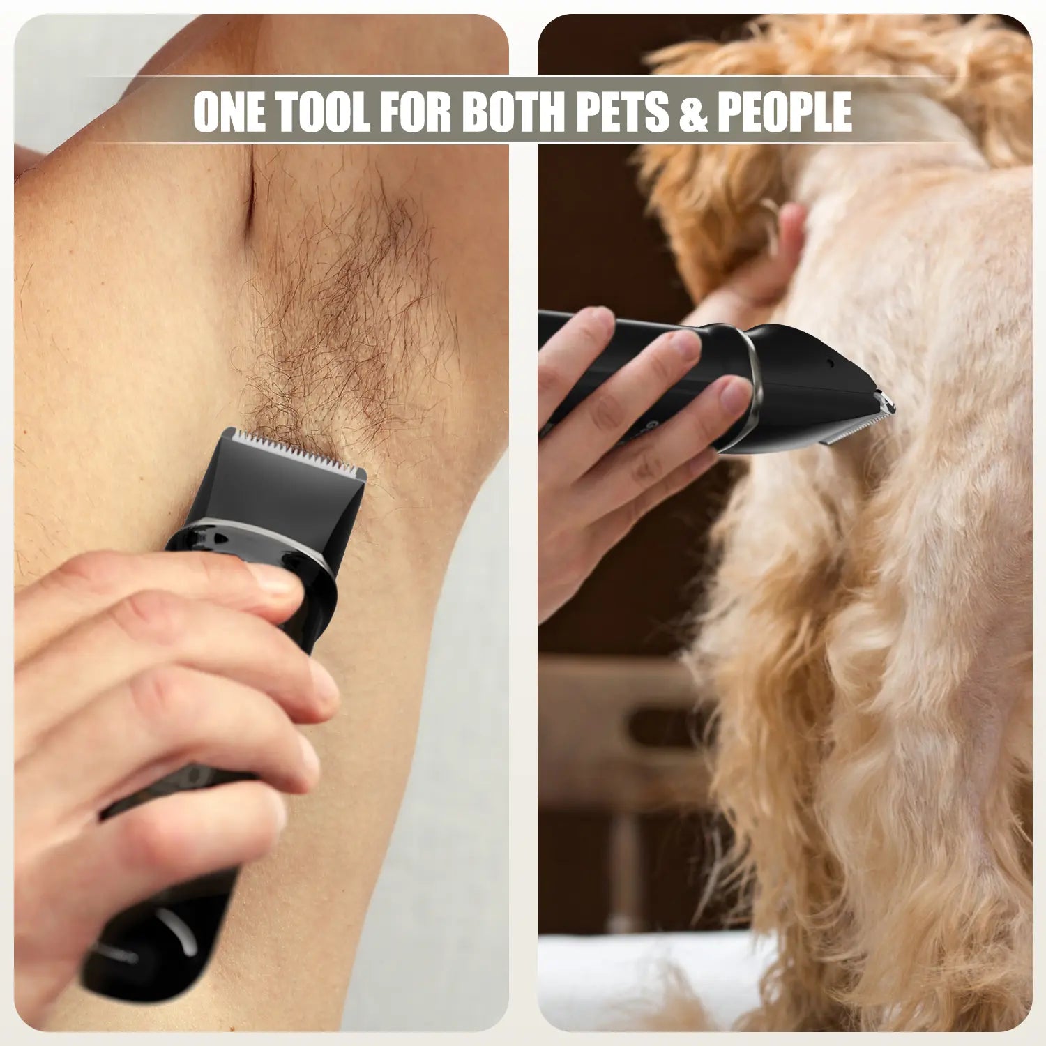 Geoorood Dog Clipper, Low Noise Dog Grooming Kit with Rechargeable Battery and LED Display, Cordless Electric Quiet Hair Clipper Set for Dogs, Cats, and Other Pets