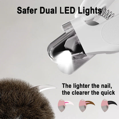 2-In-1 Dog&Cat Nail Clippers with LED Light, Low Noise Electric Pet Nail Grinder for Small Large Dogs & Cats, USB-C Rechargeable Nail Trimmer for Safe Grooming