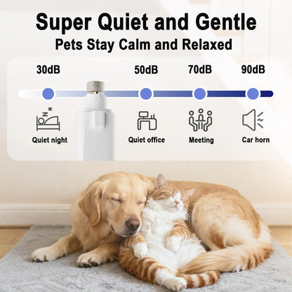 2-In-1 Dog&Cat Nail Clippers with LED Light, Low Noise Electric Pet Nail Grinder for Small Large Dogs & Cats, USB-C Rechargeable Nail Trimmer for Safe Grooming